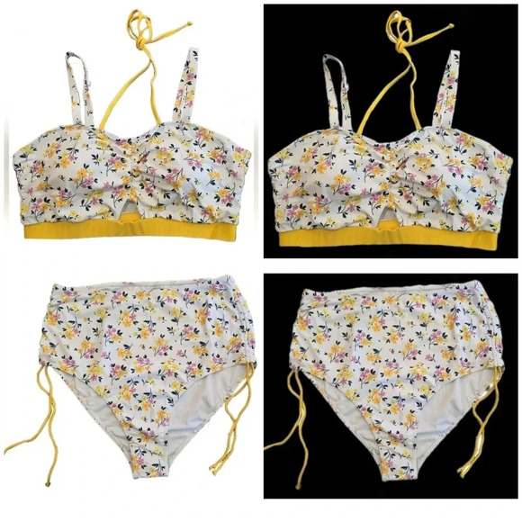SHEIN, Size 3xl (18), Flower Print Cross Bikini Set - Picture 1 of 7